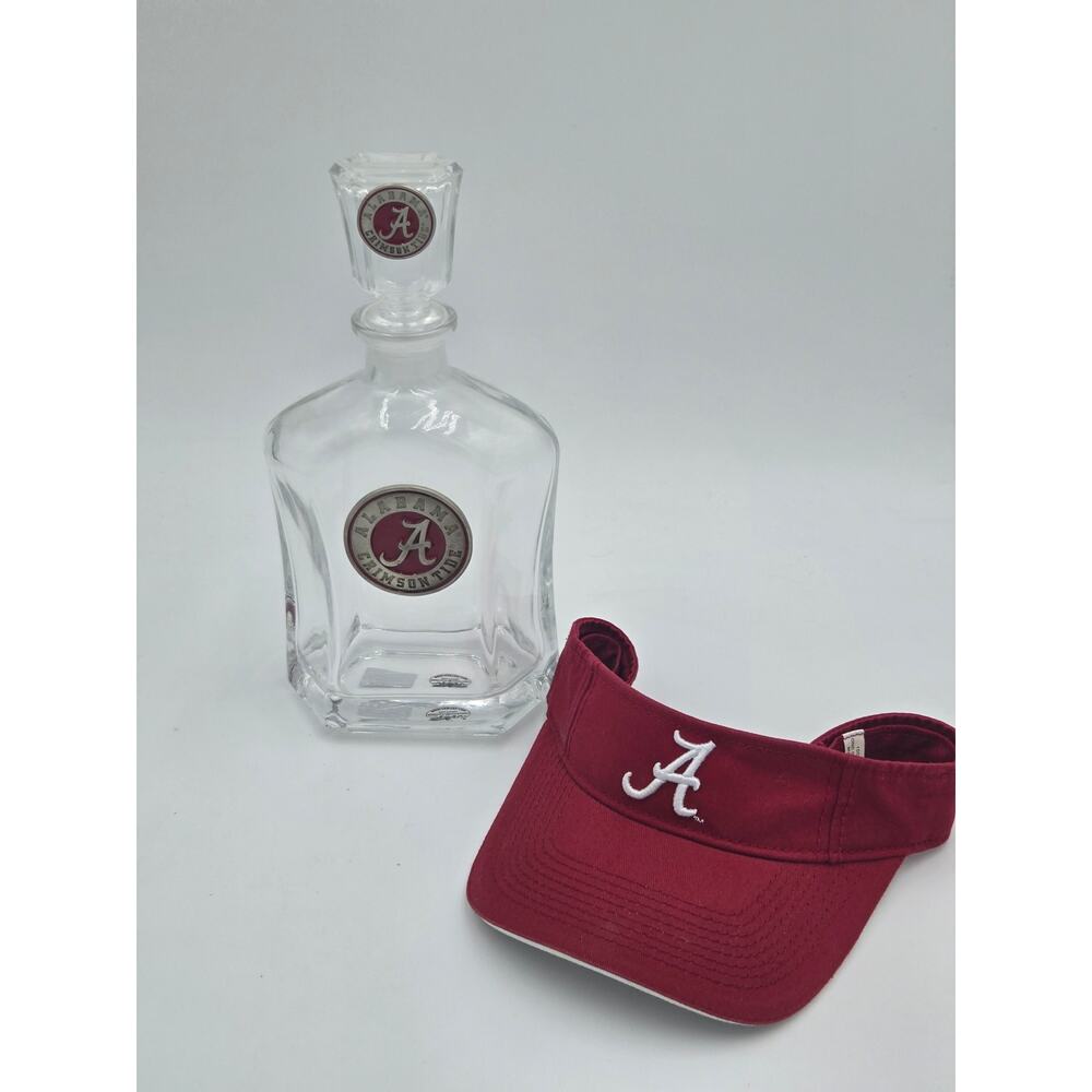 Heritage Pewter Alabama Capitol Decanter + The Game Crimson Tide Visor